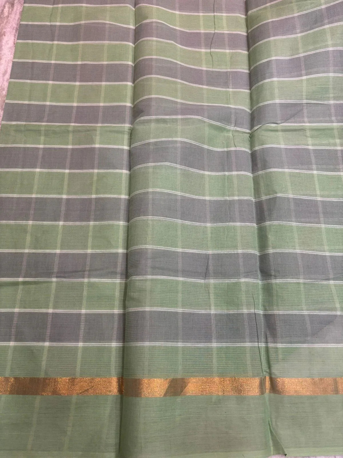 MANGALAGIRI COTTONS BODY CHECKS DESIGNER BORDER ZARI PALLU AND BLOUSE RUNNING - pochampallysarees.com