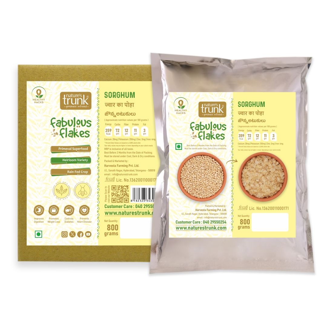 Natureās Trunk sorghum millet flakes product image showing healthy whole grain breakfast ā best sorghum millet flakes