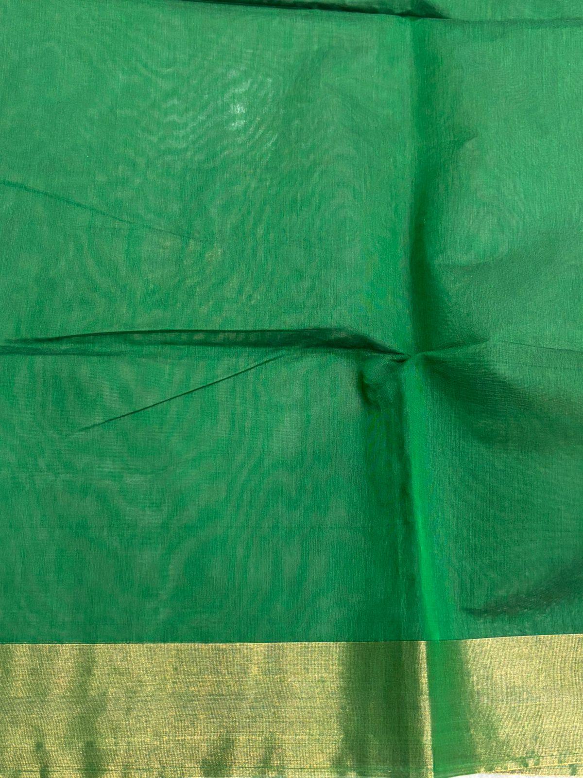 POCHAMPALLY IKKAT SICO GREEN SARI - pochampallysarees.com