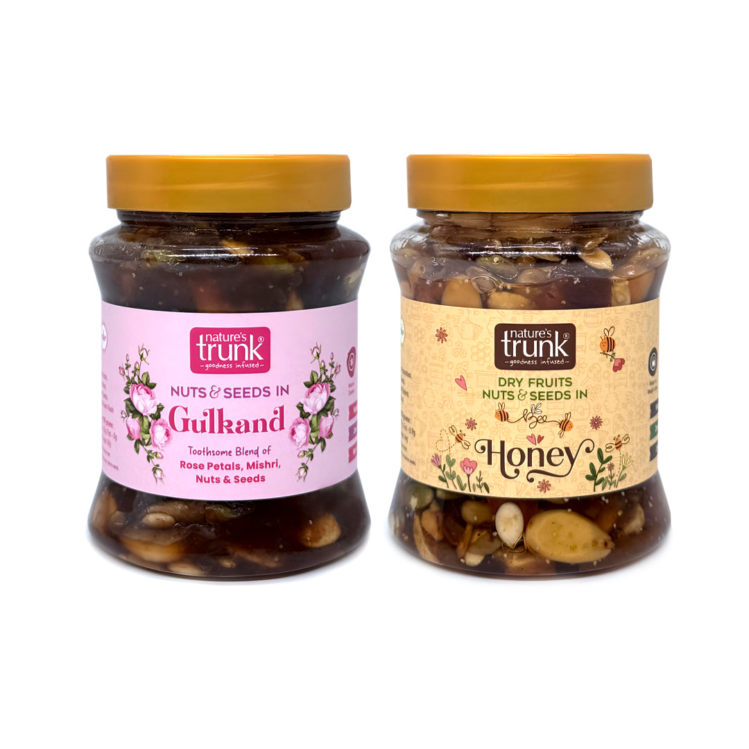Combo Offer - Nuts & Seeds in Gulkand + Dry Fruits, Nuts & Seeds Soaked in Honey