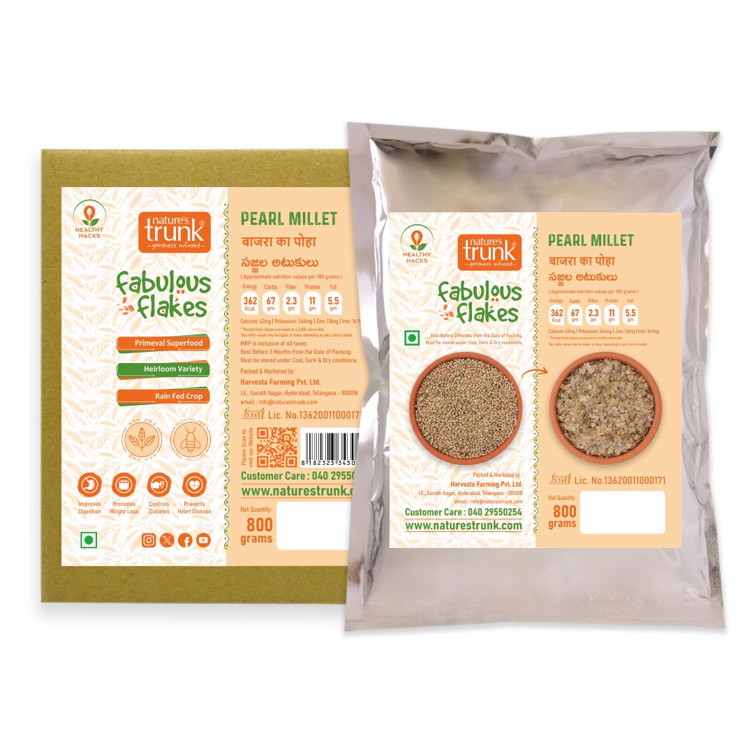 Natureās Trunk healthy food product image ā pearl millet flakes online wholesome natural nutrition for breakfast
