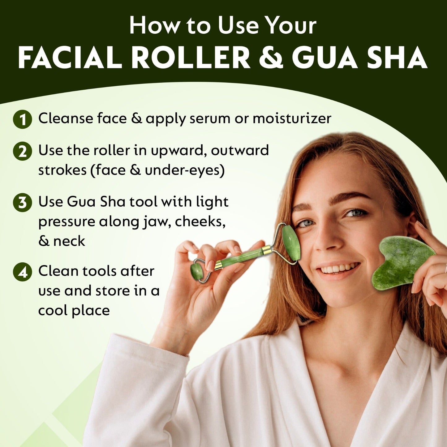 Jade Roller & Gua Sha Combo | Natural Facial Massage Tool for Youthful Skin