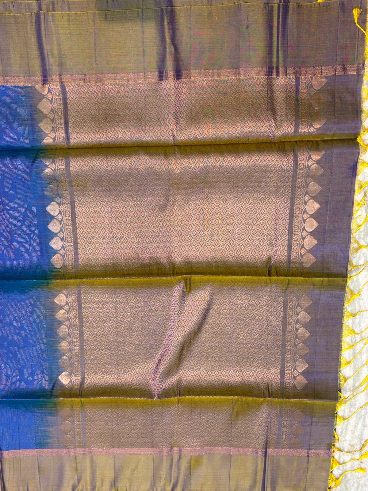 Elegant Dual Tone Blue & Purple Soft Silk Saree | Buy Online - pochampallysarees.com