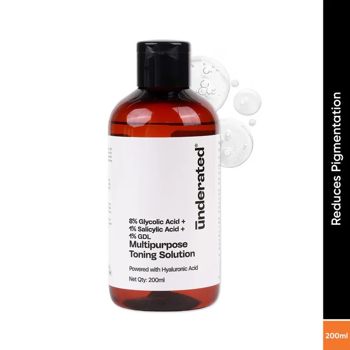 8% Glycolic Acid + 1% Salicylic Acid + 1% GDL Multipurpose Toning Solution - 200g | Gives Bright and Smooth Skin