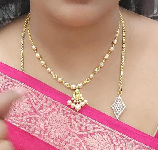 Handmade Mala customized with bharamamudi Laxmi locket and Swarovski