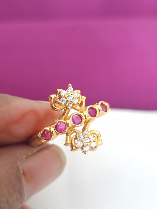 Adjustable  ring with kempu stone