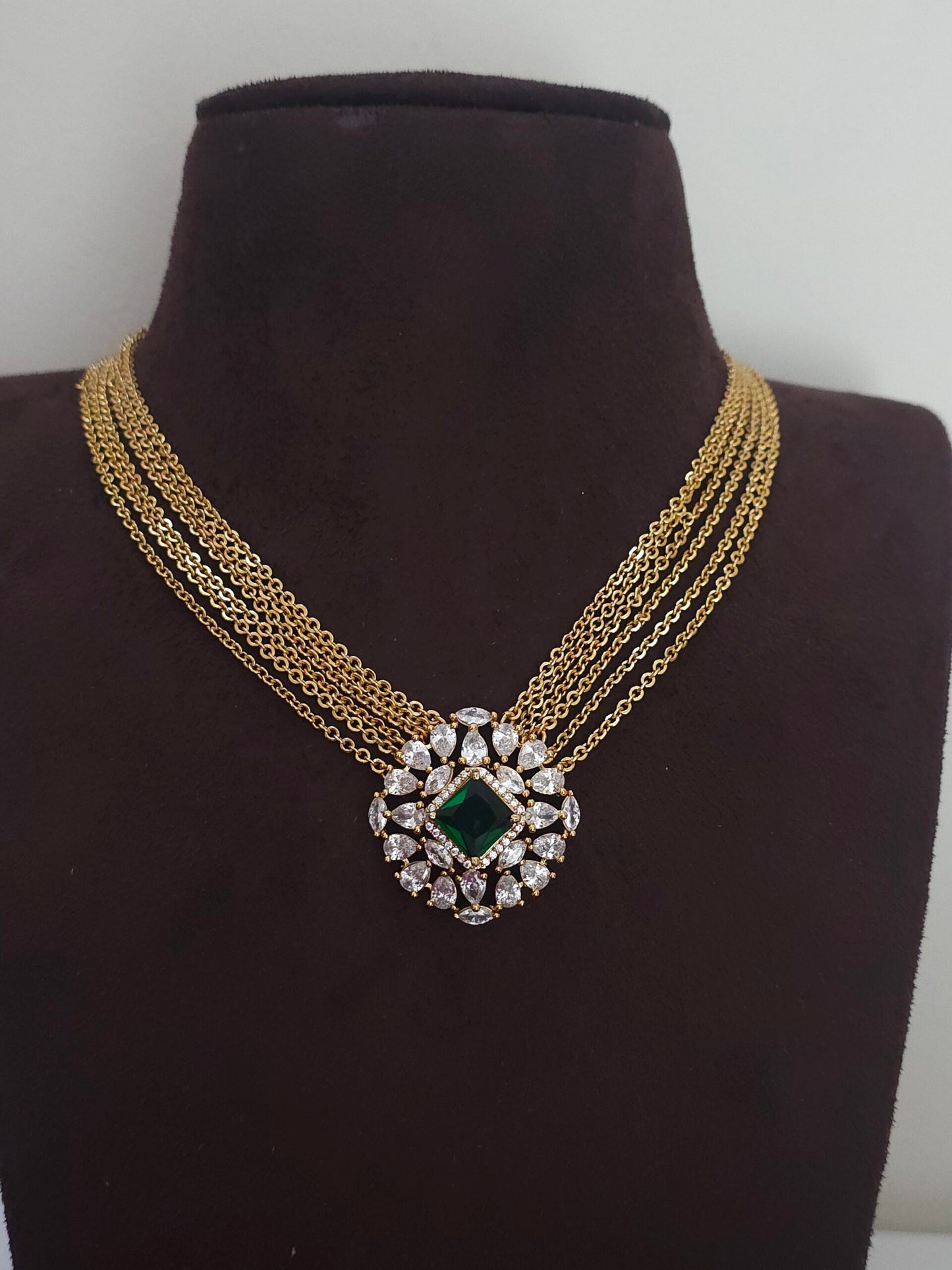 Chandraharam neck chain green