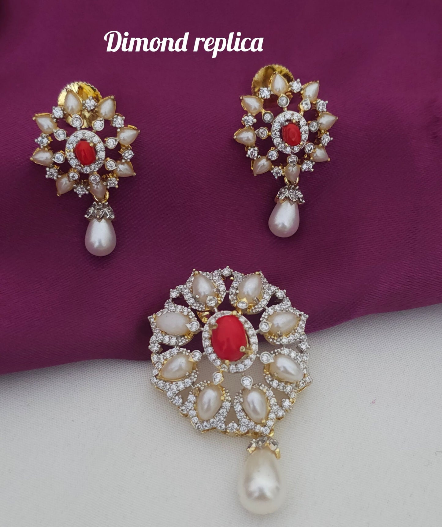 Dimond replica pendant set paGadam