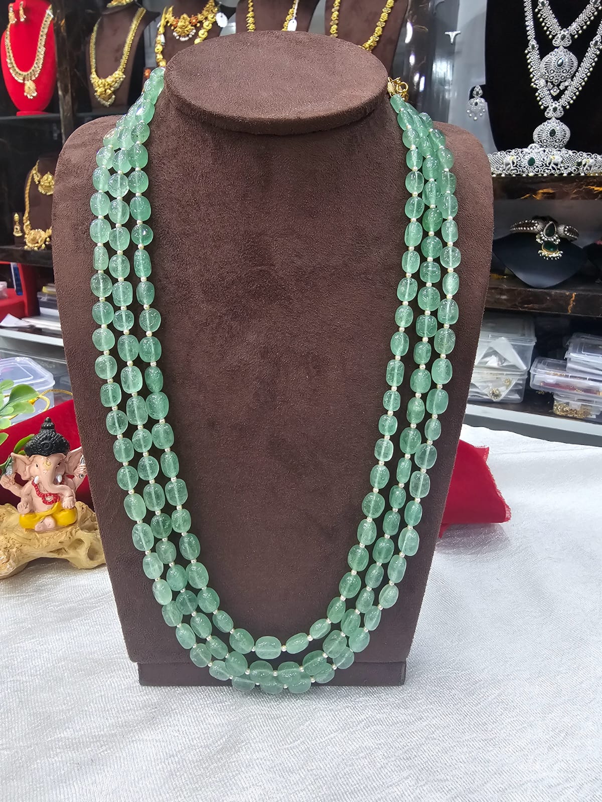 3 LINES STRAWBERRY MALA REAL BEADS