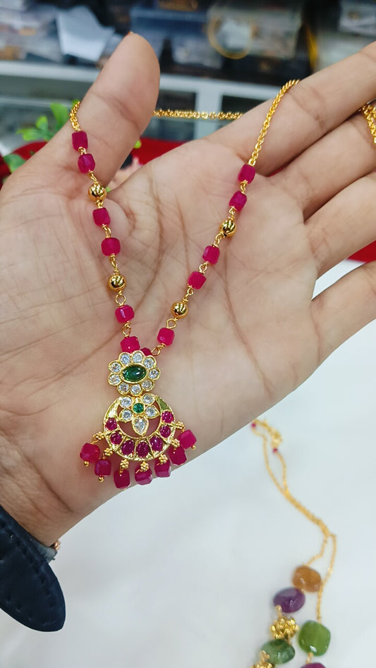 chetam rubies and glass balls handmade mala