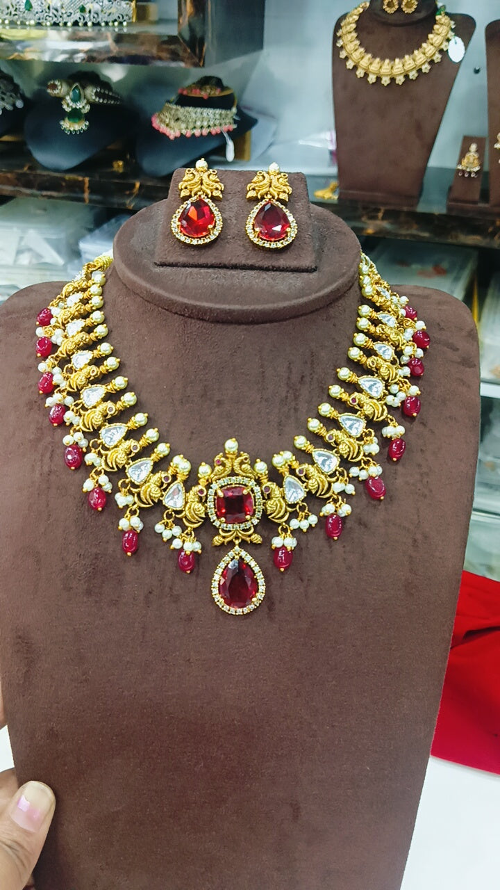 Neck Set with BeautiFul Red Sone