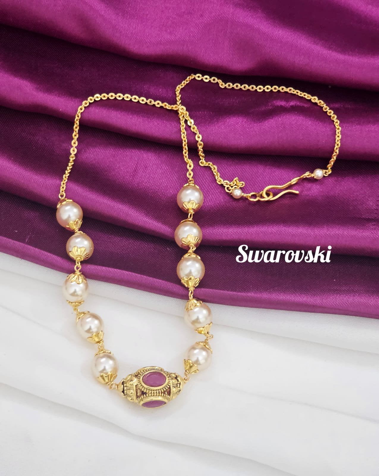 Handmade Swarovski Mala with pink stone nakshi ball 399 free shipping