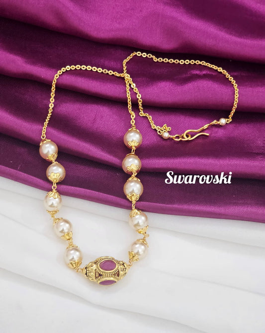 Handmade Swarovski Mala with pink stone nakshi ball 399 free shipping
