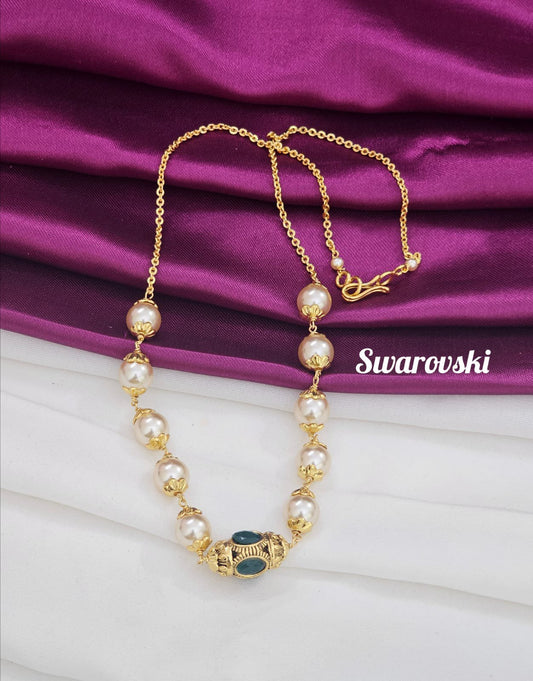Handmade Swarovski Mala with Green stone nakshi ball 399 free shipping