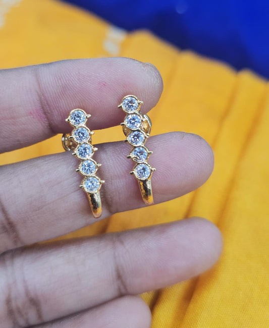 J studs with white stone micropolish