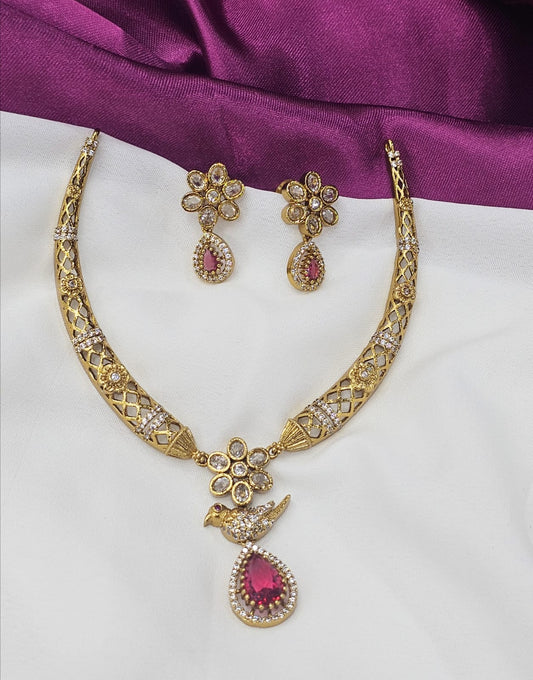 Antique pink stone peacock kante just 650