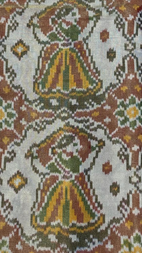 Pure Pochampally Ikkat Silk White Red Saree