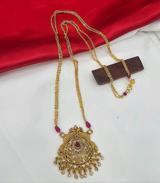 Long chain with pink stone locket just 699