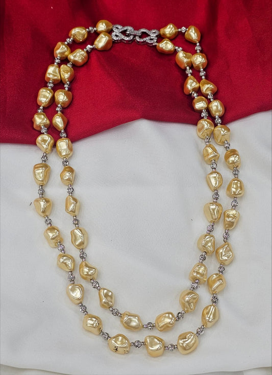Borax pearl Mala 2 lines  handmade just 2399