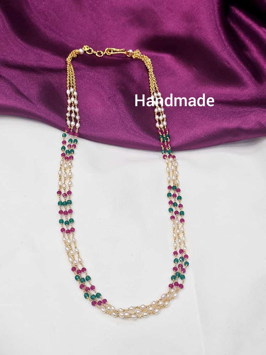 Original rice pearls and chetan rubies handmade Mala just 1950