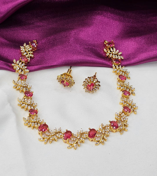 Stone neck set with pink just 799