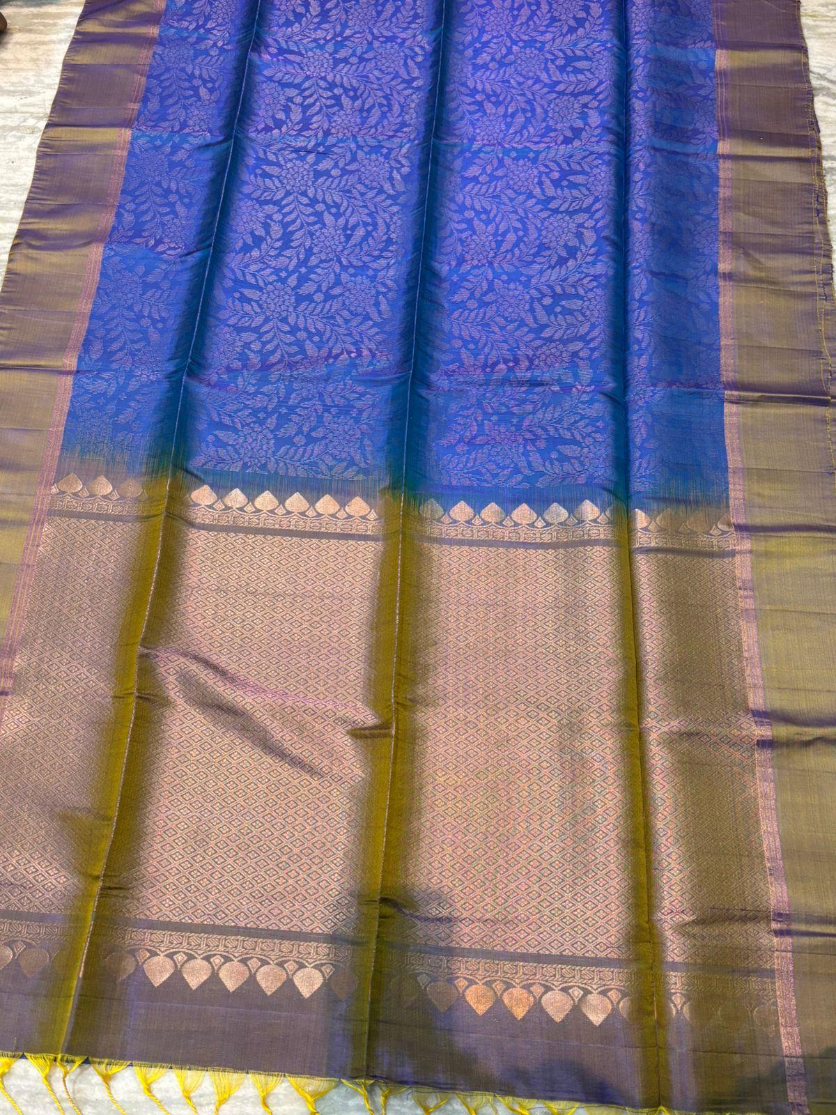 Elegant Dual Tone Blue & Purple Soft Silk Saree | Buy Online - pochampallysarees.com