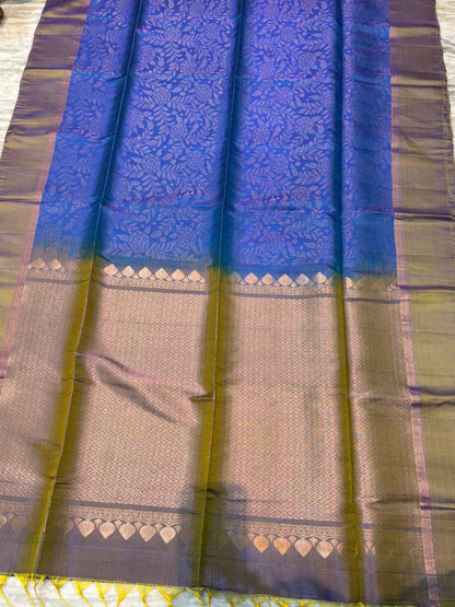 Elegant Dual Tone Blue & Purple Soft Silk Saree | Buy Online - pochampallysarees.com