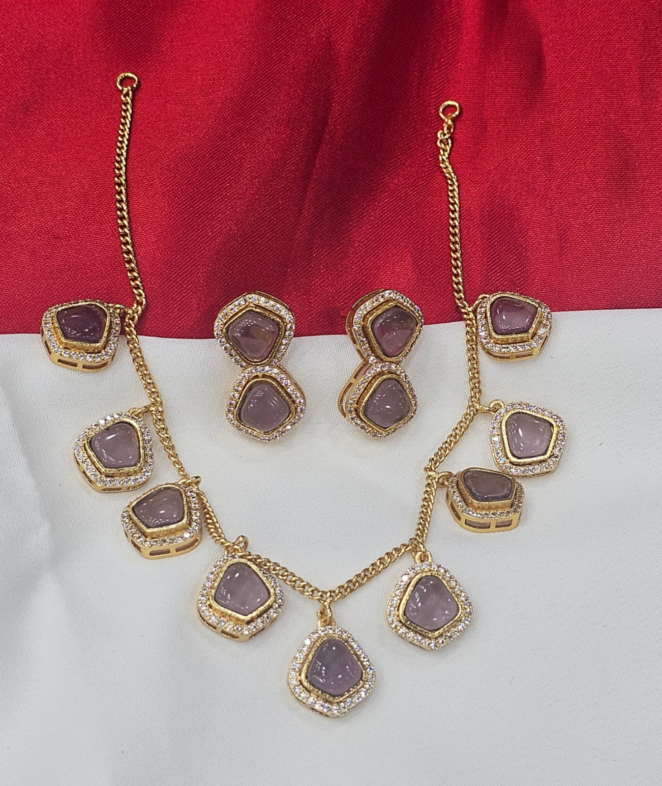 Chain neck set antique pastral purple just 899