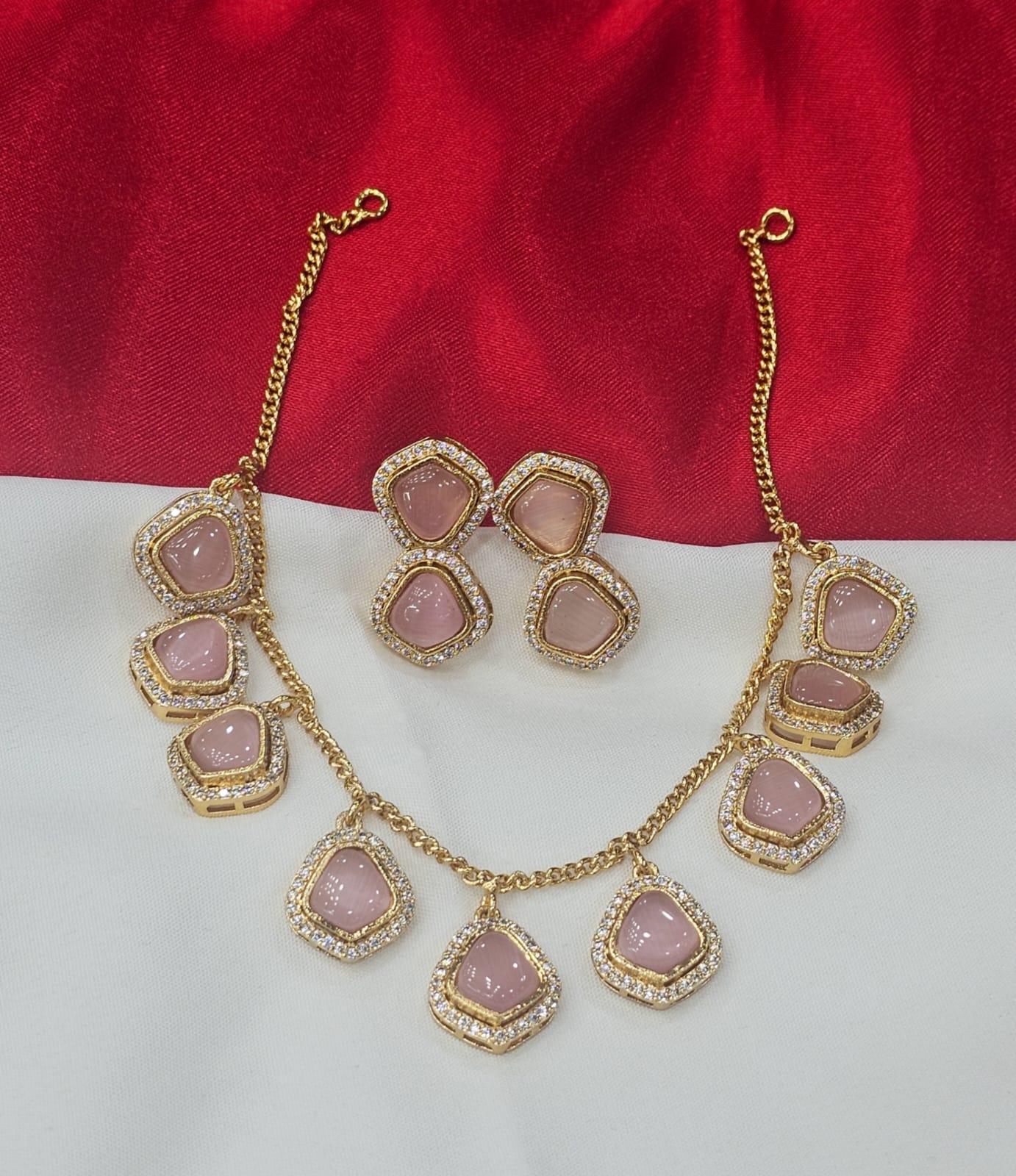 Chain neck set antique pastral pink just 899
