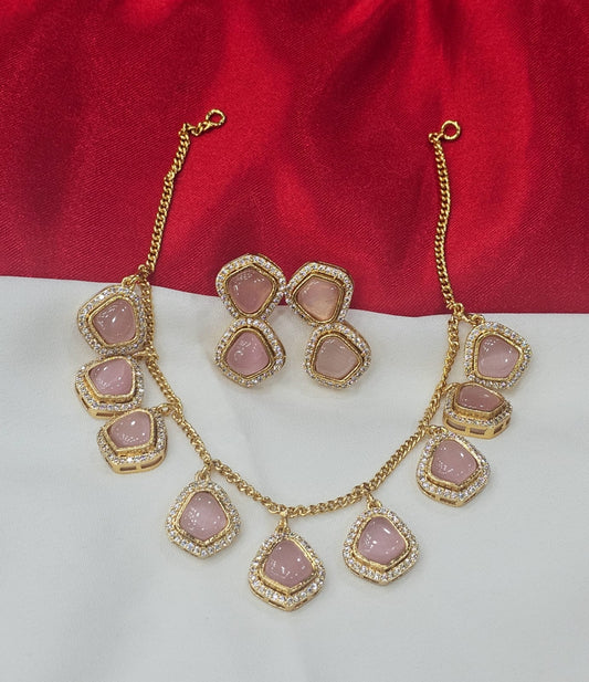 Chain neck set antique pastral pink just 899