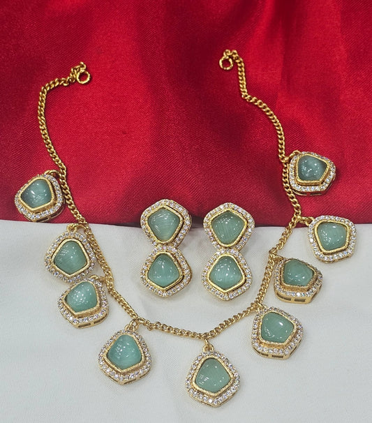 Chain neck set antique pastral green just 899