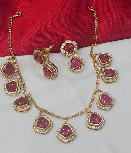 Chain neck set antique pink just 899