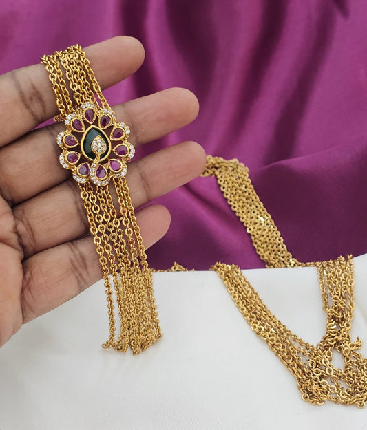 30  inches antique gold Chandraharam just 699