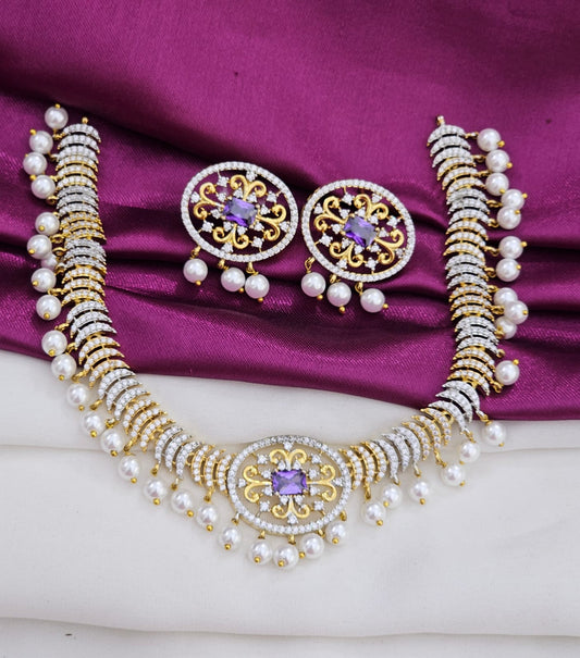Gj Dimond neck set with purple stone just 1599