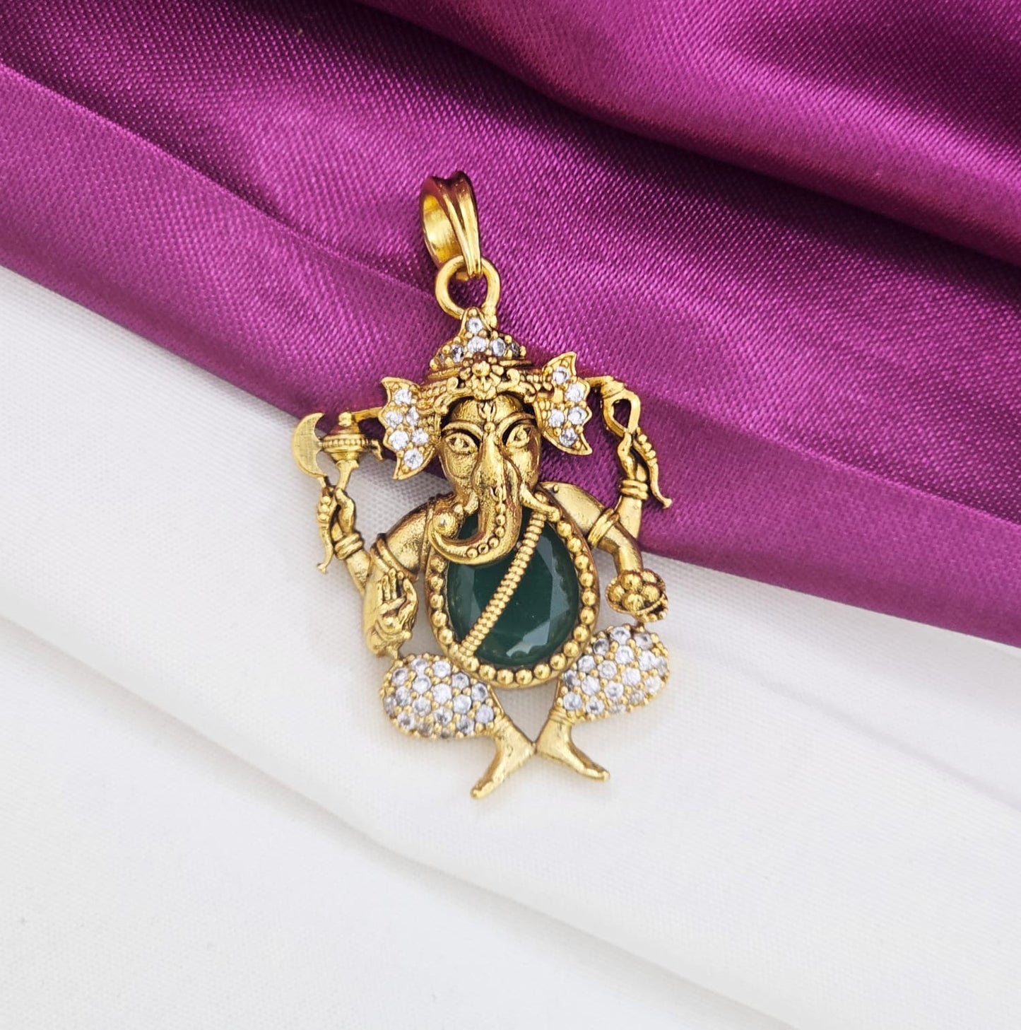 Ganapati locketwith green stone just 350