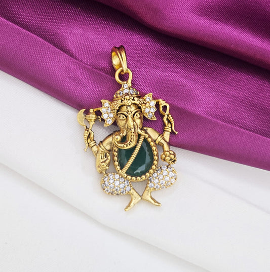 Ganapati locketwith green stone just 350