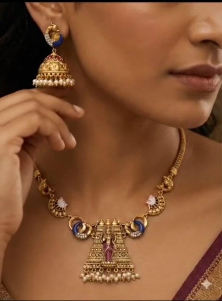 Temple jewelry neck set with meenakari work 1499 free shipping
