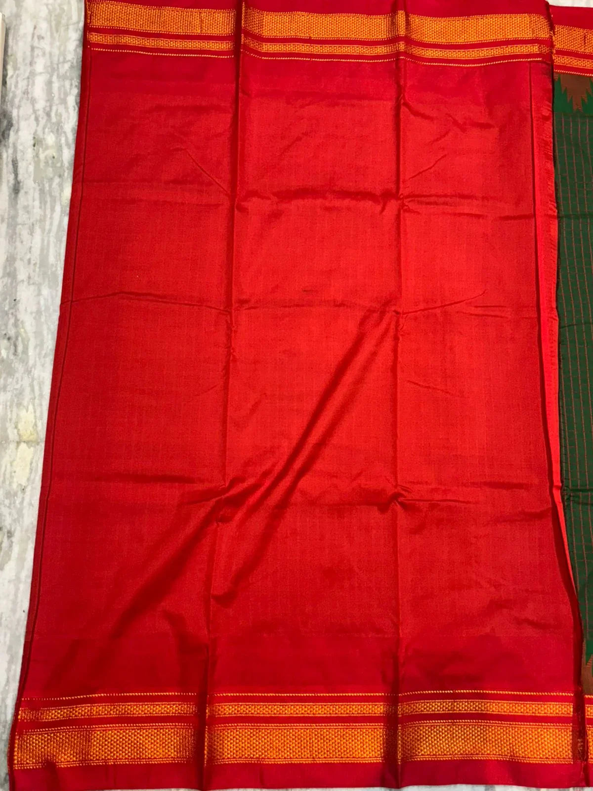 Authentic Pure Gadwal Silk Saree - Purple Checks with Contrast Red Pallu - pochampallysarees.com