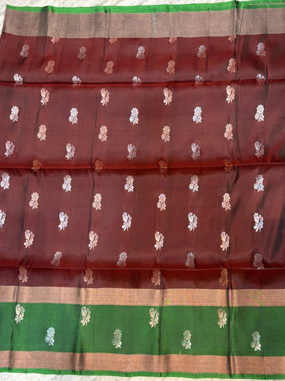 Elegant Maroon and Green Pure Soft Silk Saree with Rich Zari Pallu - pochampallysarees.com