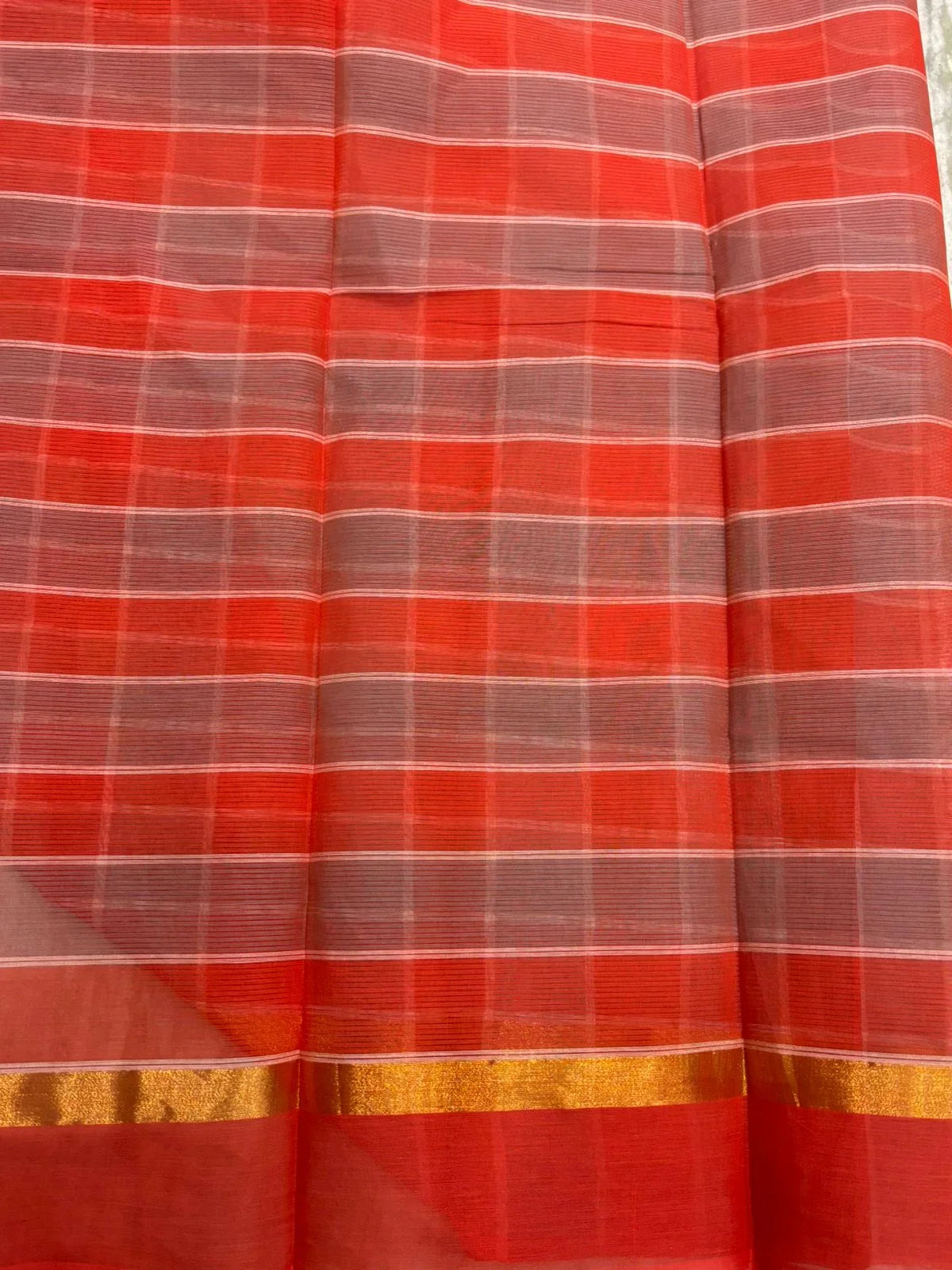 MANGALAGIRI COTTONS BODY GRAY BLUE CHECKS DESIGNER BORDER ZARI PALLU AND BLOUSE RUNNING - pochampallysarees.com
