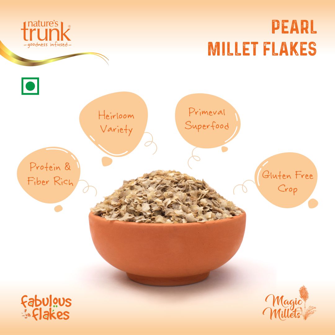 Nature’s Trunk Pearl Millet Flakes 400g pack front for healthy breakfast – best pearl millet flakes online