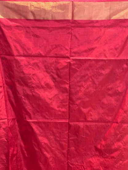 POCHAMPALLY IKKAT SILK PATOLA MIDDLE RED BORDER AND PALLU RED ZARI BORDER ALLOVER DESIGN SAREE - pochampallysarees.com