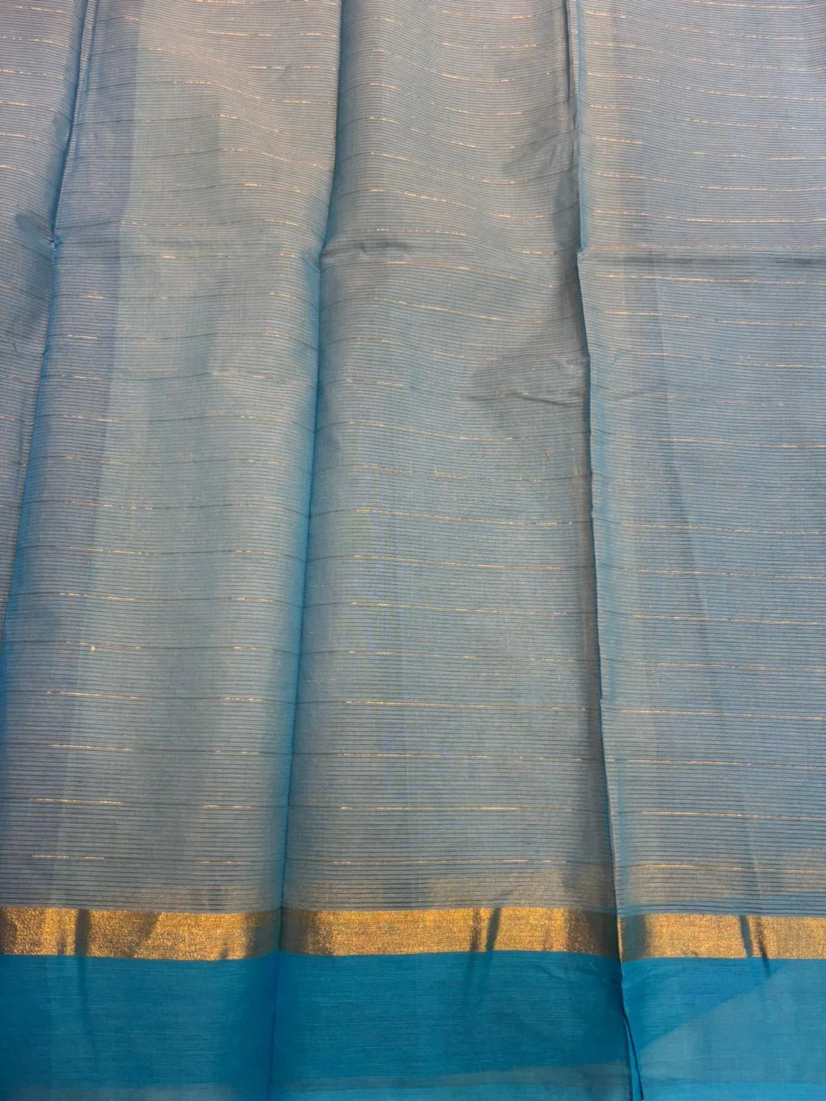 MANGALAGIRI COTTONS BODY GRAY CHECKS DESIGNER BORDER ZARI PALLU AND BLOUSE RUNNING - pochampallysarees.com