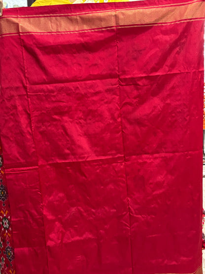 Latest Designer Pure Pochampally Ikat Silk Patola Hand Woven Red Sari Online In India - pochampallysarees.com