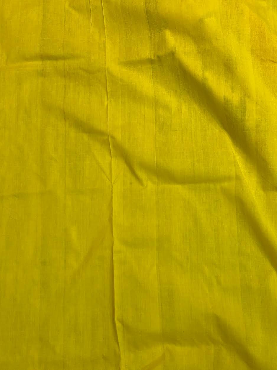 POCHAMPALLY IKKAT COTTON CREAM BODY BORDER YELLOW SARI YELLOW BLOUSE - pochampallysarees.com