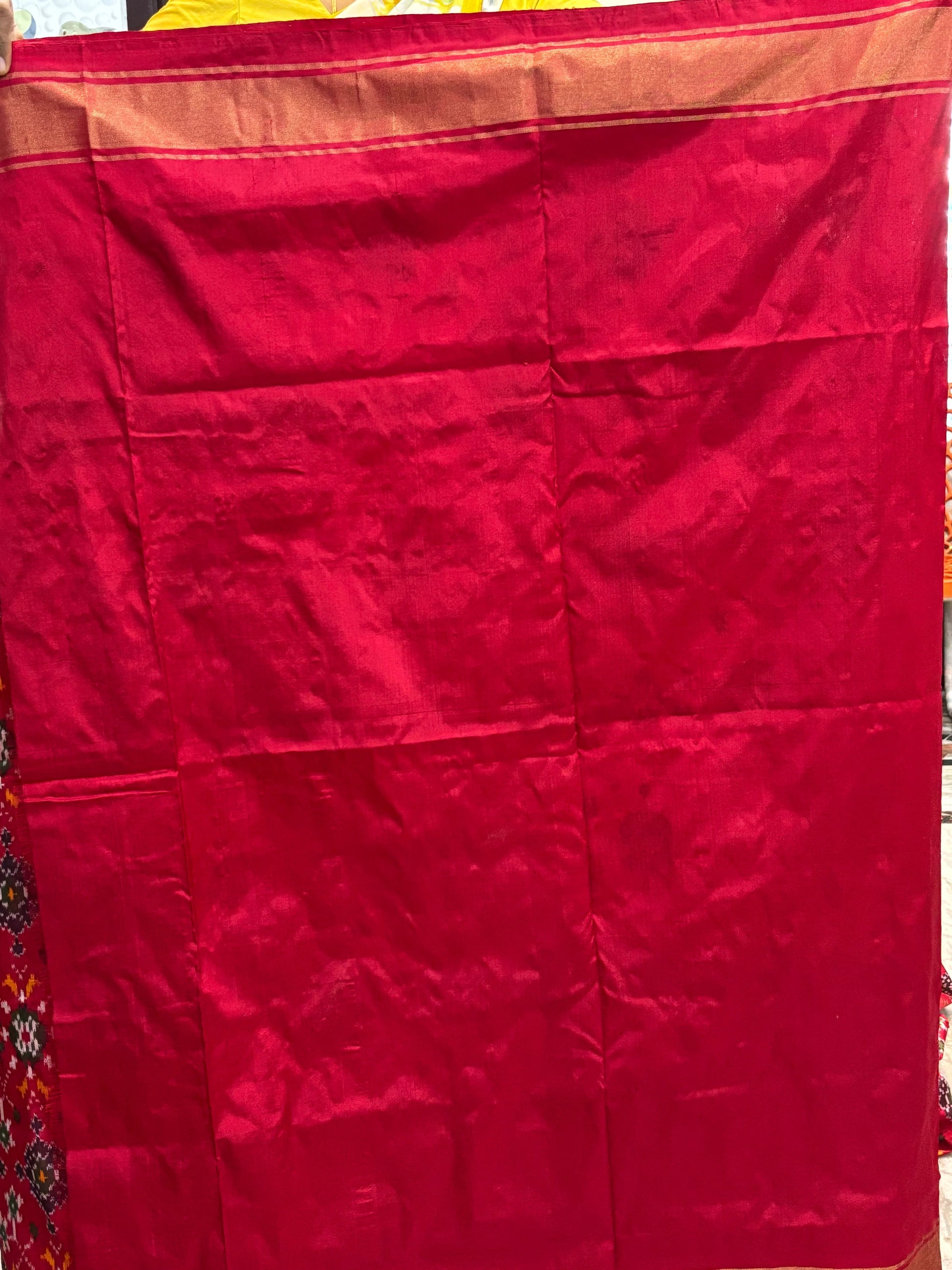 Latest Designer Pure Pochampally Ikat Silk Patola Hand Woven Red Sari Online In India - pochampallysarees.com