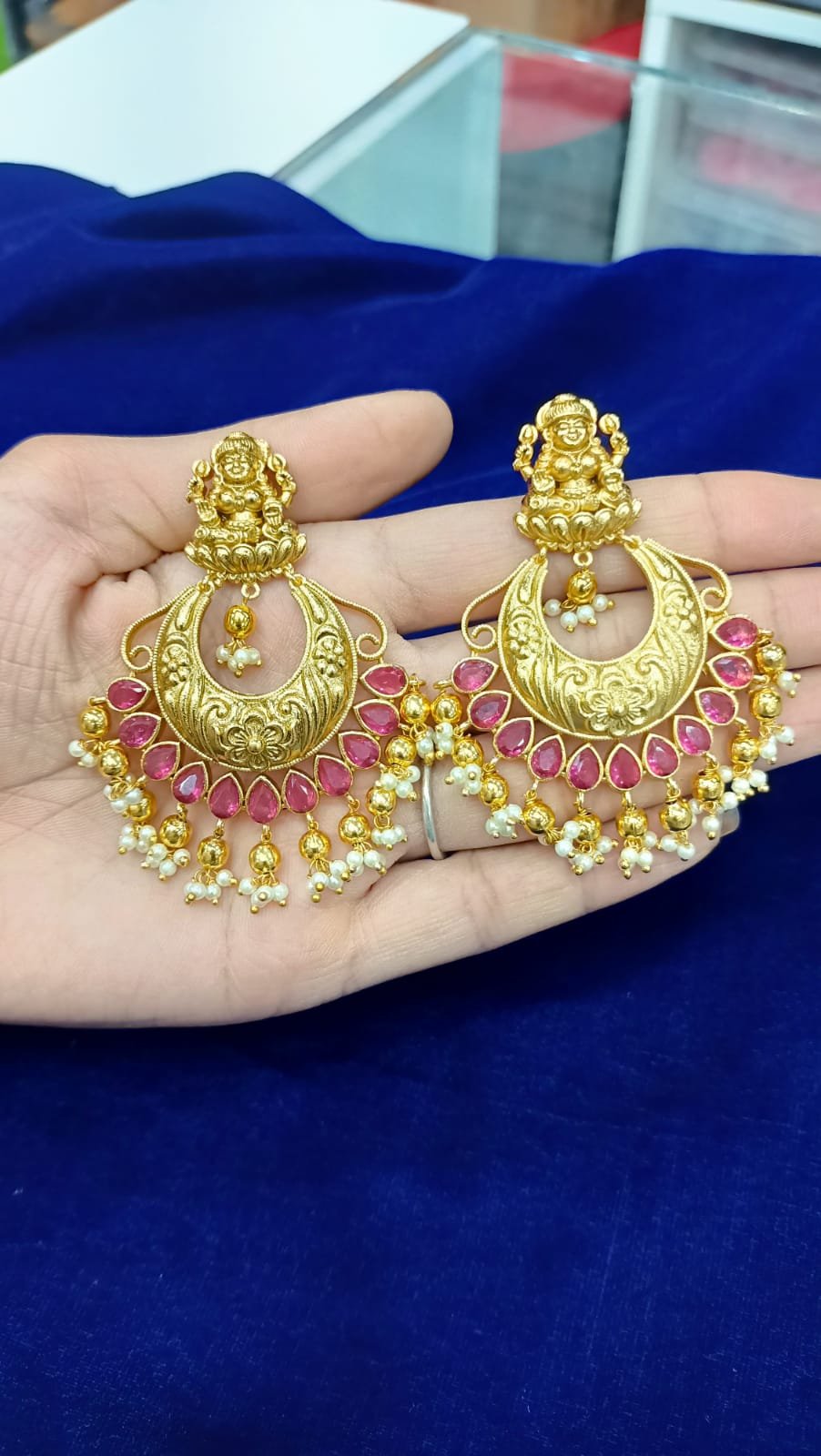 Designer temple hangings with pink colour just 599