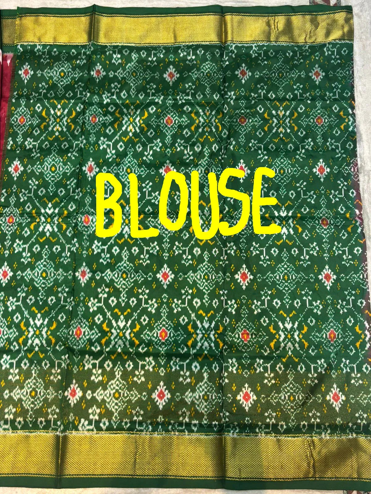 Pure Pochampally Ikkat Silk Saree in Maroon & Green with Intricate Elephant Motifs and Zari Border - pochampallysarees.com