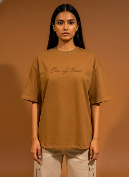 One of None Muted Mocha boxy Oversized Tee
