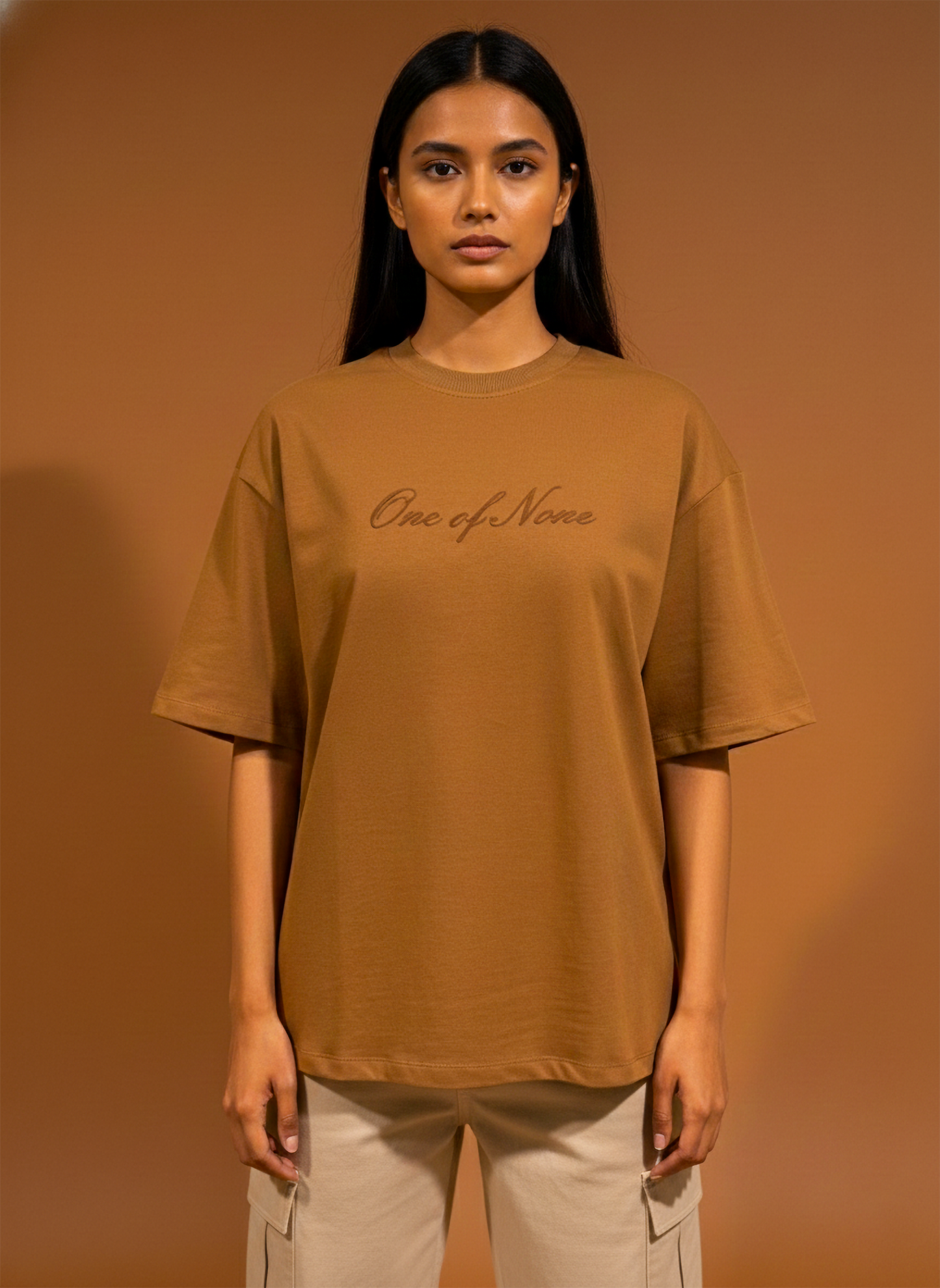 One of None Muted Mocha boxy Oversized Tee